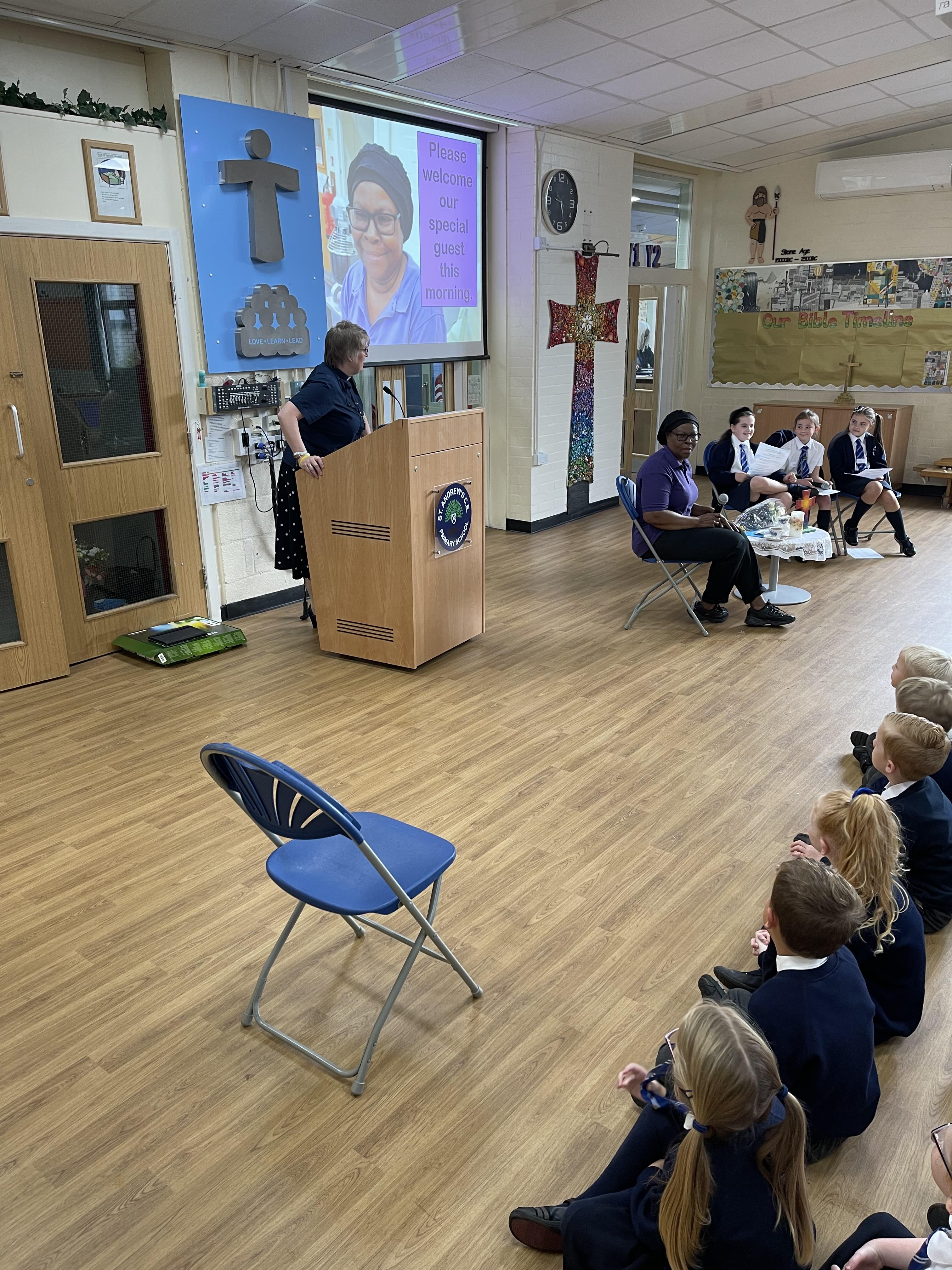 Mrs Cunliffe helps us in the Kitchen